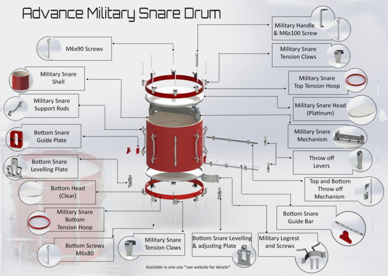 Andante 'Advance' 14" x 12" Military Pattern Side Drum with Top